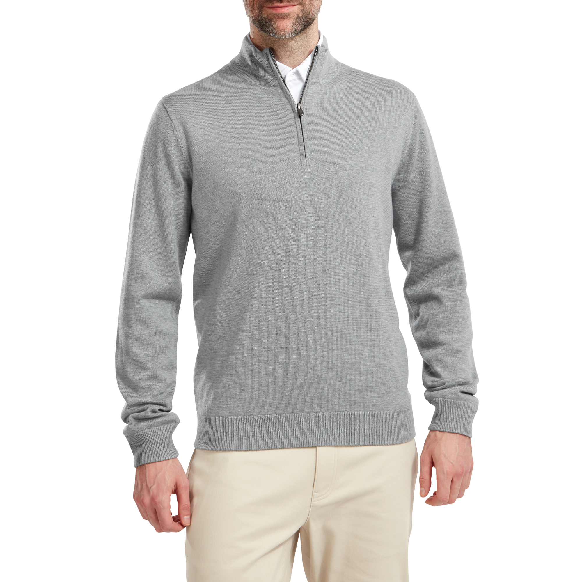 Wool Blend Half-Zip Lined Pullover